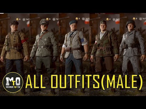 CALL OF DUTY WWII - ALL  ALLIES & AXIS OUTFITS (MALE MODELS) - RESISTANCE COSTUMES UPDATE