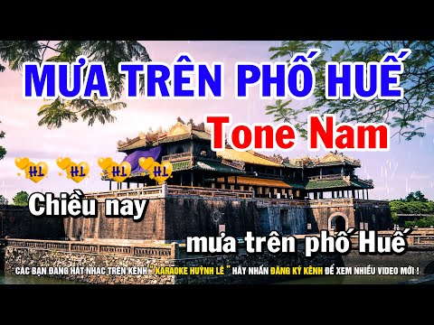 Karaoke Mưa Trên Phố Huế - Tone Nam || Nhạc Sống Huỳnh Lê