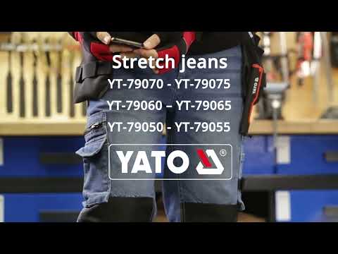 Штани робочі джинсові YATO XXL, сірі, 17 кишень, 71% бавовна