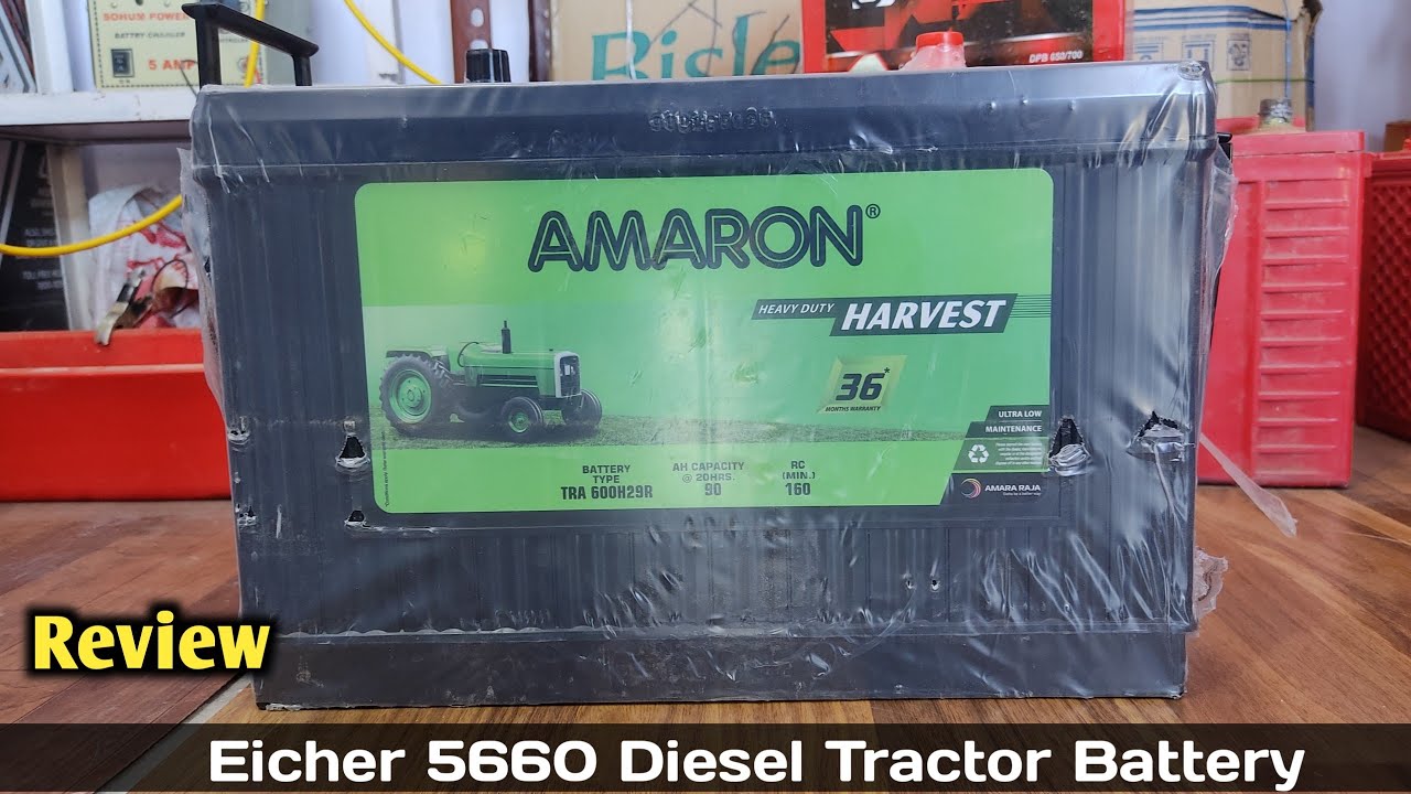 Watch video Amaron Harvest Battery For Tractor Eicher 5660 Diesel | Amaron 600H29R Battery Unboxing/Review Now Amaron Harvest Battery For Tractor Eicher 5660 Diesel | Amaron 600H29R Battery Unboxing/Review