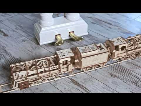 Ugears - 3D wooden mechanical puzzle Steam locomotive with a tender