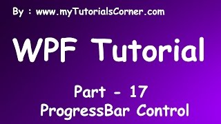 Using ProgressBar Control in WPF