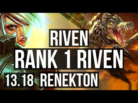 RIVEN vs RENEKTON (TOP) | Rank 1 Riven, 4.9M mastery, Rank 6, 1200+ games | BR Challenger | 13.18