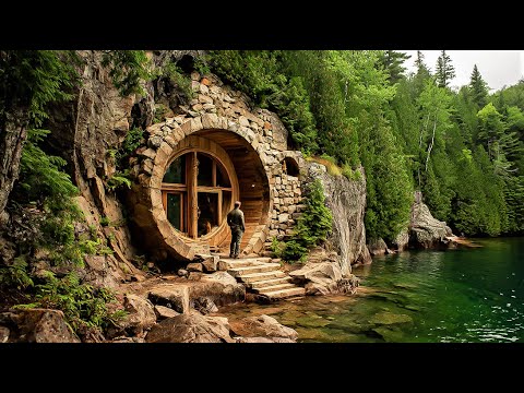 Turning a Hidden Stone Cave into a Warm Survival Shelter with Fireplace and Natural Cooking