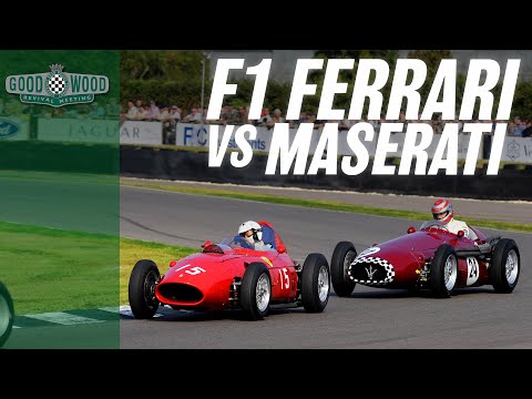 Incredible flat-out Ferrari v Maserati '50s F1 battle
