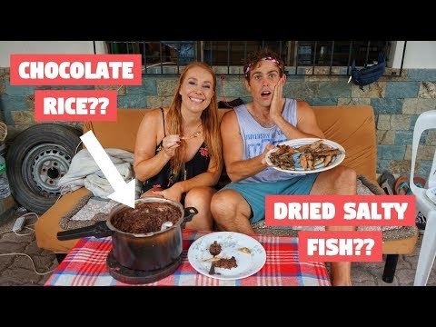 CANADIAN GIRL Eats FILIPINO Fish With Chocolate Rice! (PHILIPPINES UNIQUE FOOD)
