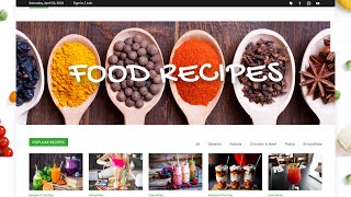 Food Recipes Blog Website Design with Free 5GB VPS Web Hosting