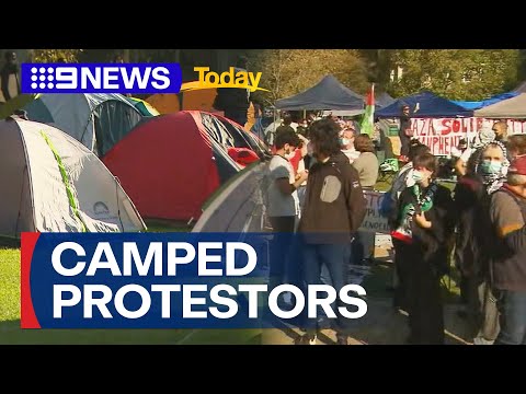 Pro-Palestinian protesters camp out at Melbourne universities | 9 News Australia