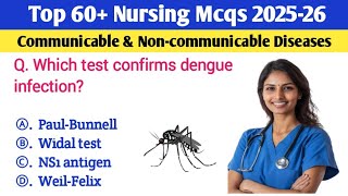 Top 60+ Nursing Mcqs | Human Disease Mcqs | Communicable & Non Communicable disease | NORCET | RRB