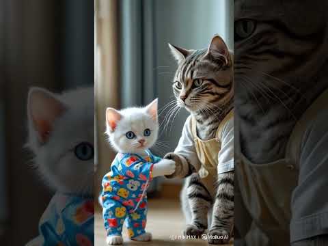 Father Cat's Gentle Love: Heartwarming Moments with His Kitten