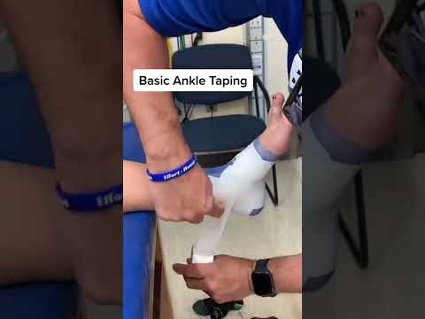 Basic ankle taping using prewrap, powerflex and white athletic tape.👌#shorts