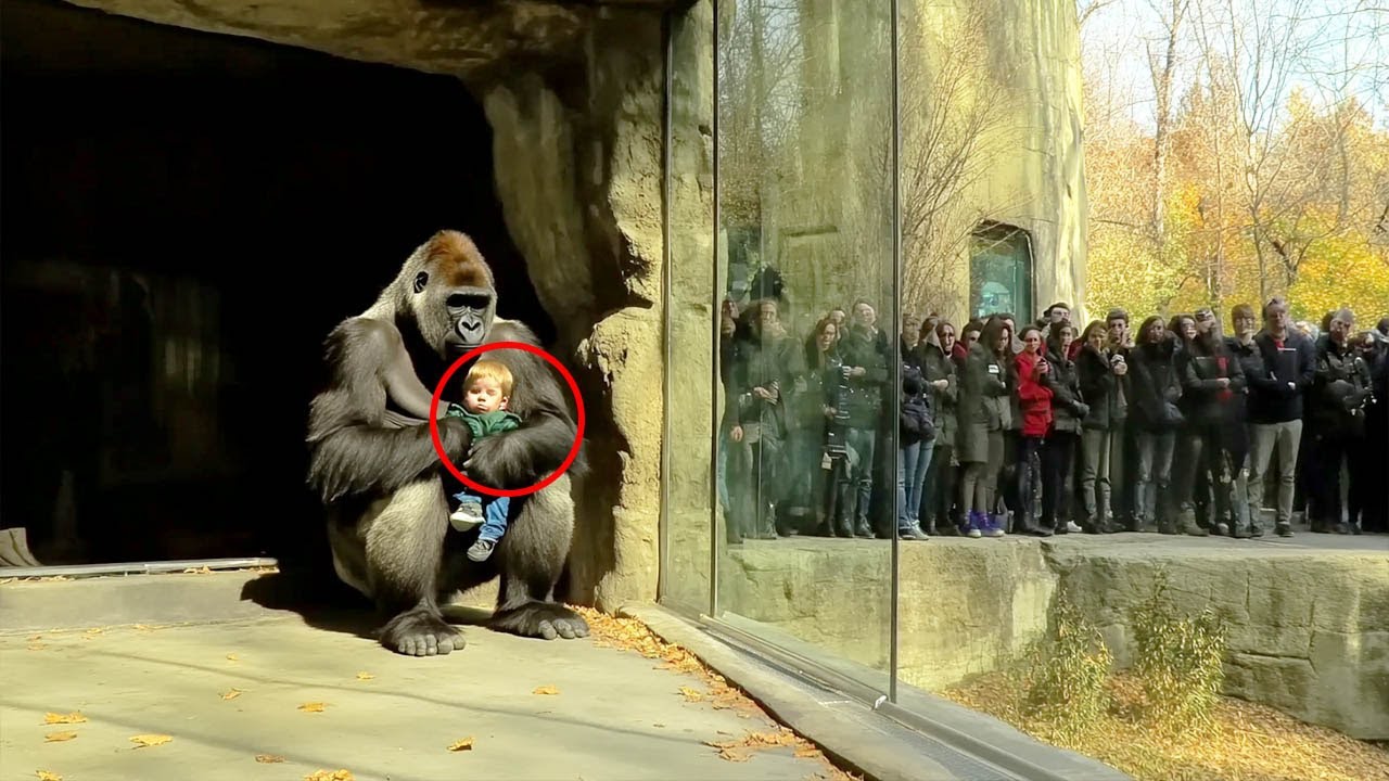 Gorilla Won’t Let Go of Child, When the Zookeepers Arrive Everything Changes