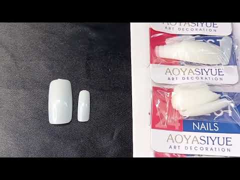 CARTELA DE UNHA POSTIÇA BRANCA QUADRADA AOYASIYUE COM 24 KITS