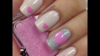 Pink Heart Nails by The Crafty Ninja