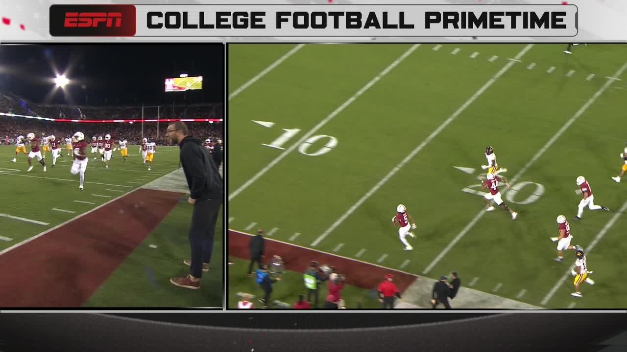 Andrew Luck reacts mid-interview to a Stanford scoop-and-score 🗣️ | ESPN College Football