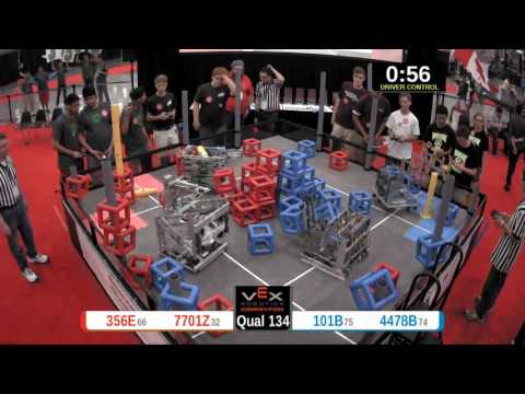 2015 VRC Sci Q134 - 356E 7701Z vs 101B 4478B - 48 to 28 - VEX Worlds 2015 - Science Division