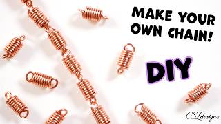 How to make this easy unisex chain for bracelets & necklaces ⎮ Coiled wirework chain links tutorial