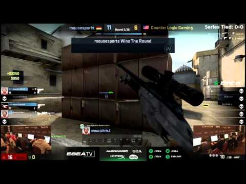 CS GO mouz ChrisJ amazing insane 3k scout jumpshot vs CLG ESEA Invite Season 18 de_dust2