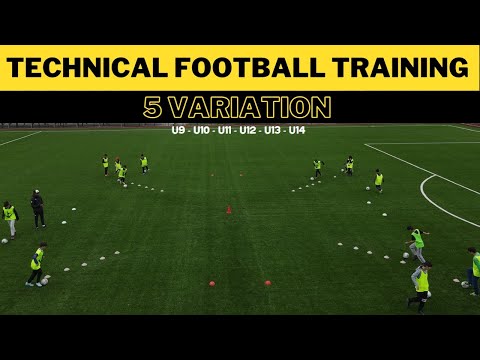 Technische Fußballtrainingsübungen | 5 Variante | U9 - U10 - U11 - U12 - U13 - U14 |