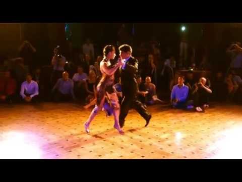  Adrian Veredice  and  Alejandra Hobert  are  dancing  to  the  tango  "  Desencuentro  "  at  Brussels Tango Festival  in  2014