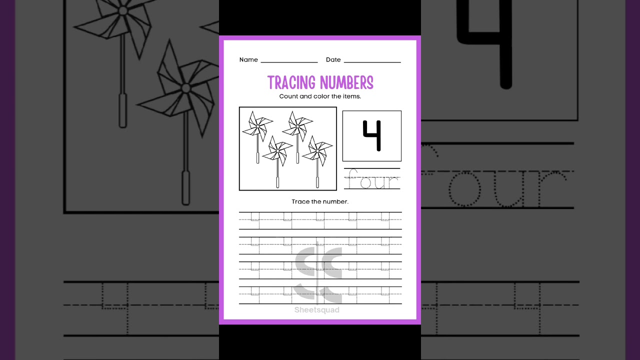 Number Tracing Mastery: Digital Download Printable Worksheets for Kids #youtubeshorts