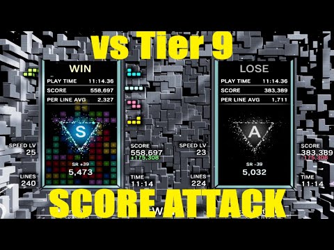 Tetris Effect Connected: Score Attack vs Tier 9 starts from speed Lv 10 no T-spin