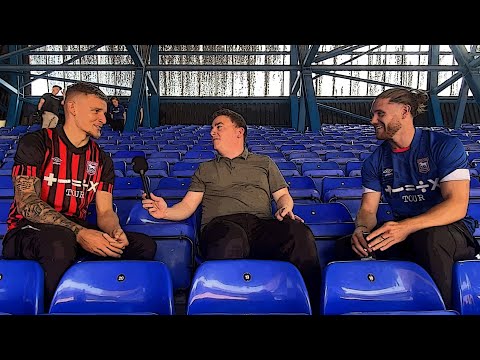 Luke Woolfenden and Wes Burns on Ipswich Town 2022/23 home and away kits