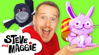 Surprise Eggs Opening from Steve and Maggie | Magic Easter Toys Story for Kids | Wow English TV