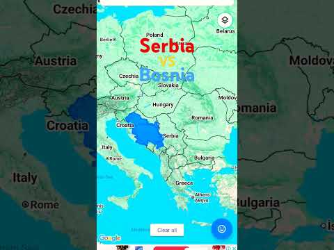 Serbia Vs Bosnia!! Land size comparison!!(Kosovo is Serbia).#shorts#country