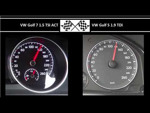VW Golf 7 1.5 TSI ACT VS. VW Golf 5 1.9 TDI - Acceleration 0-100km/h