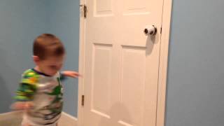 David defeats the "childproof" doorknob