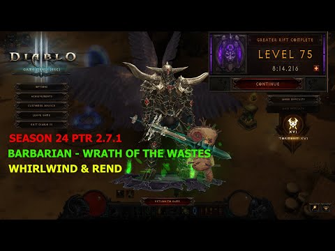 Diablo 3 - Season 24 - PTR 2.7.1 - Barbarian - Waste WW Rend - GR75