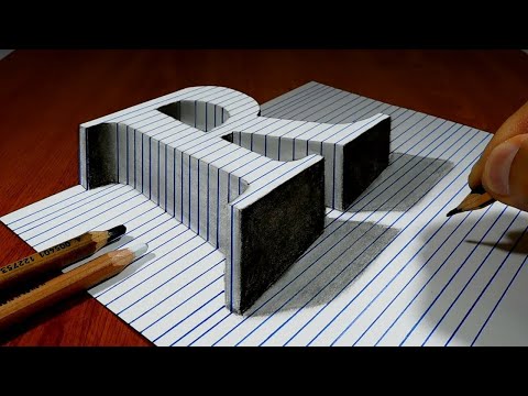3d Drawing Letter R On Paper For Beginners / Drawing a R Hole in Line Paper - 3D