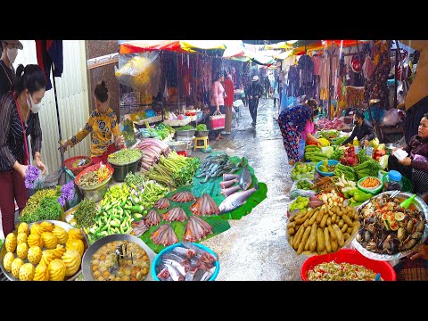 Two Cambodian Market Food In One - Snacks, Prawn, Mango, Pineapple, Pumpkin, & More