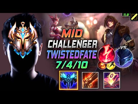 Challenger Twisted Fate MID vs Nocturne - 천상계 미드 트페 템트리 룬 만년서리 감전 - LOL KR 11.9