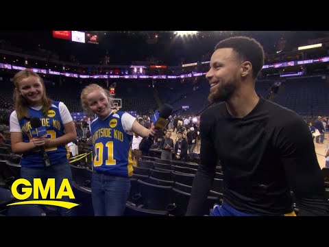 Courtside kid interviews stars of the Golden State Warriors