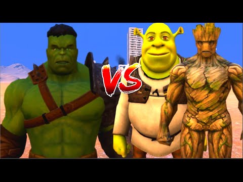 100 Hulk vs 1000 SHREK and 1000 Groot (Marvel vs Marvel)