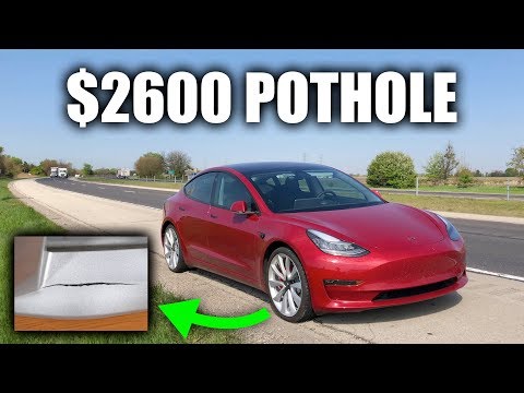 Guy Hits A Pothole In A Tesla, Ends Up Costing Him $2,600