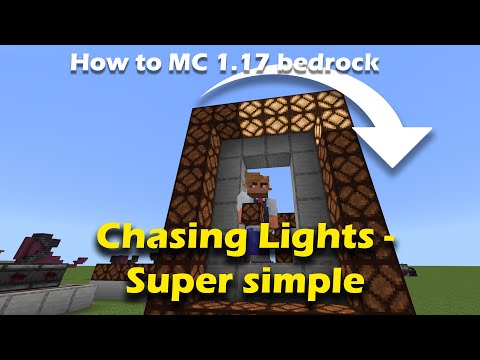 Minecraft Bedrock. Chasing lights using Redstone Lamps.  Disco lights or sign highlights. Tutorial.