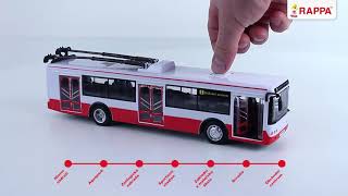 Trolejbus, ktorý hlási zastávky česky, 28 cm