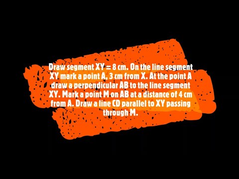 Draw segment XY = 8 cm. On the line segment XY mark a point A, 3 cm from X.