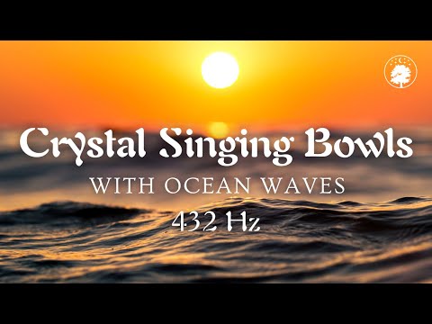 Crystal Singing Bowls with Ocean Waves 🌊 | 432 Hz | Deeply Relaxing & Restful Sound Healing