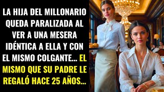 LA HIJA DEL MILLONARIO QUEDA PARALIZADA AL VER A UNA MESERA IDÉNTICA A ELLA Y CON EL MISMO COLGANTE…