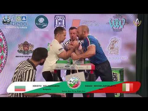 Delidzhakov Hristo vs Michelangeletti Diego | Up to 75 kg | XLVI WORLD ARMWRESTLING | 2025
