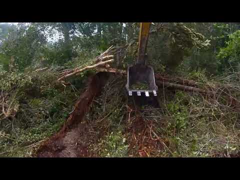 staKing excavator komatsu PC 130 di hutan lebat