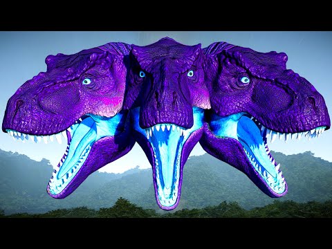 Blue, Siren Head, T Rexes, Godzilla, Spinosaurus Dinosaurs Fighting   Jurassic World Evolution Mods