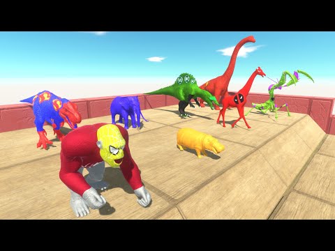 The Stair Race of Dinosaurs vs Animals Champions - Animal Revolt Battle Simulator