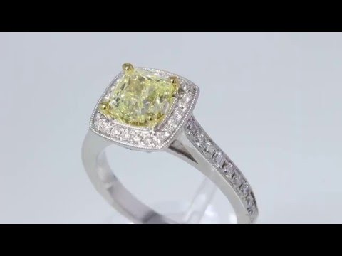 1.93CT Fancy Yellow Cushion Diamond Halo Engagement Ring GIA Cert/Appr $16K $5995