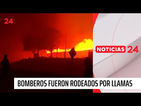 Resultaron ilesos: Bomberos de Lota fueron rodeados por las llamas | 24 Horas TVN Chile