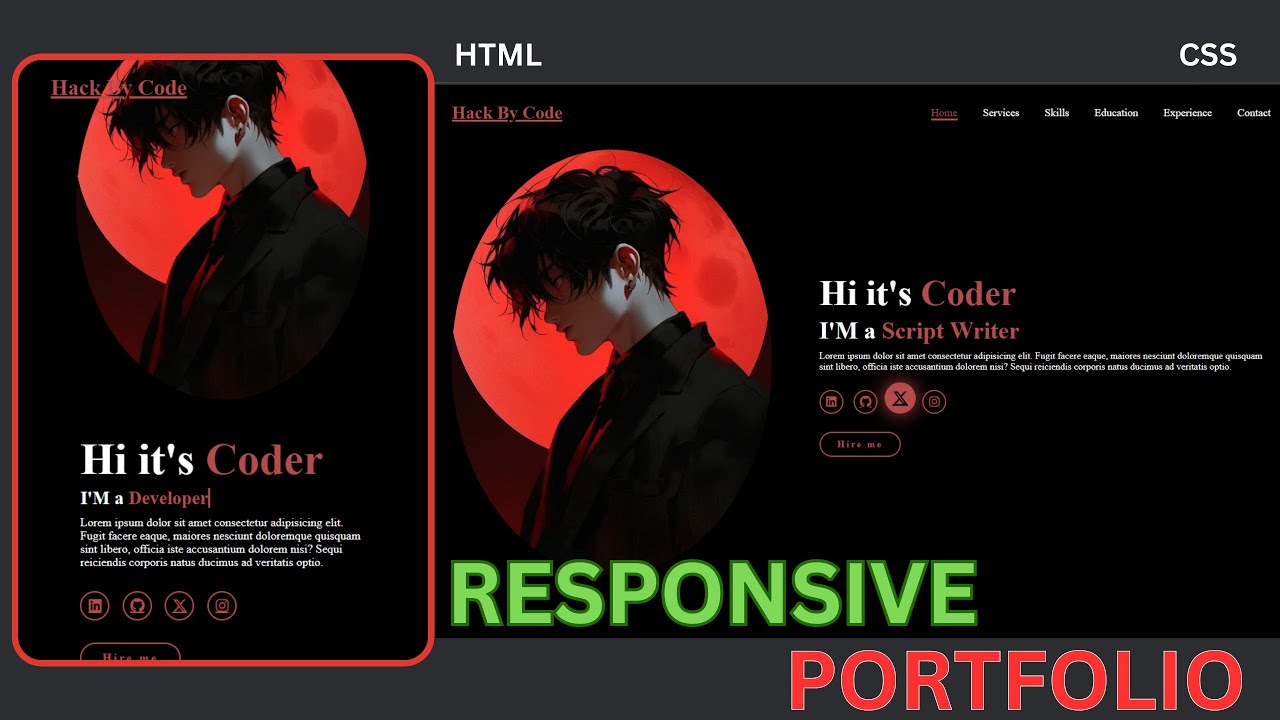 Create a Responsive Portfolio Website with HTML & CSS | Easy Step-by-Step Tutorial || Hack By Code